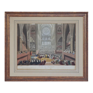 Early 19th Century King George IV Coronation Aquatint Engraving After Stephanoff Antique Framed Antique English Royal Large Wall Art Gift Display