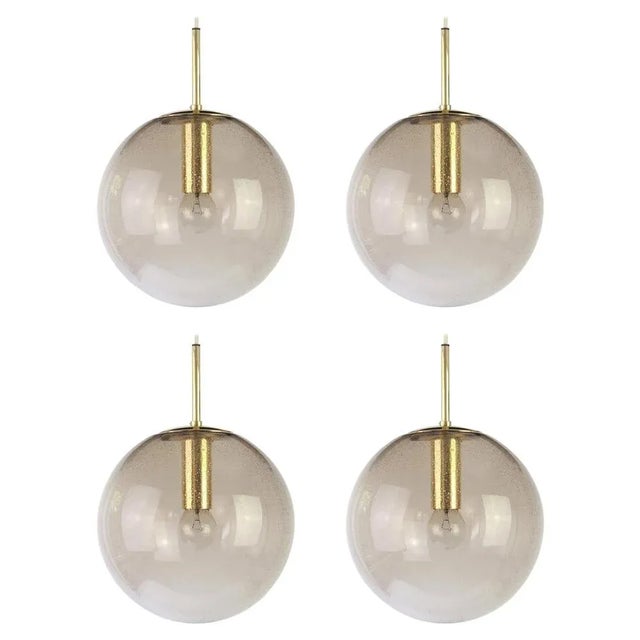 Brass with Smoked Glass Ball Pendant from Limburg, Germany, 1970s For Sale - Image 13 of 13