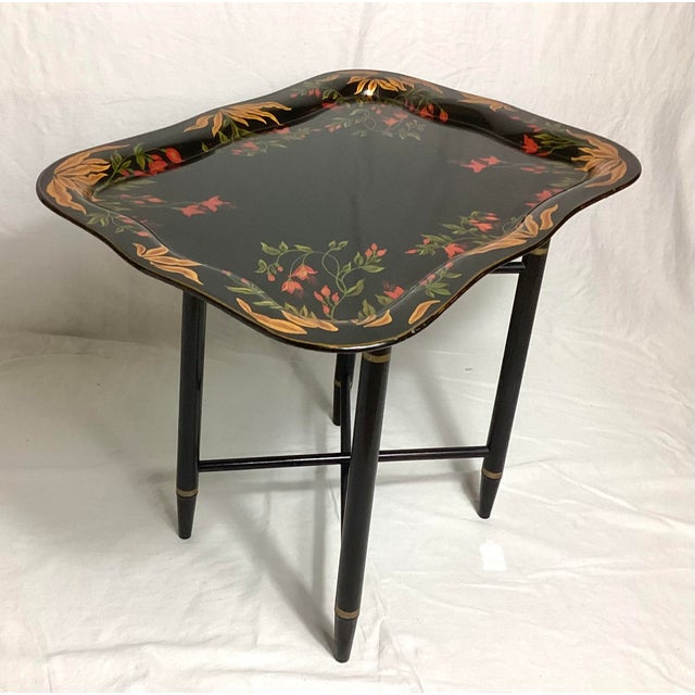 Vintage Hand Painted Floral Tray Table Signed GV Veghte 1958. this tree table measures 22 1/2 inches wide by 16 1/2 inches...