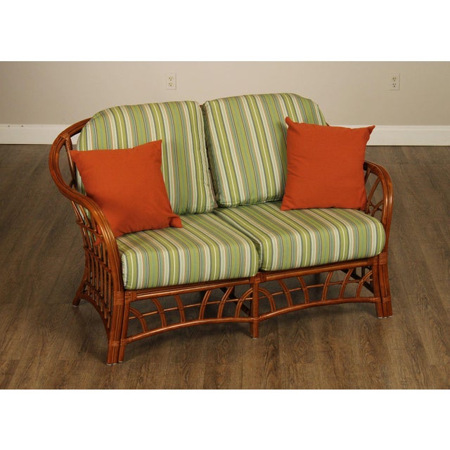 High Quality Rattan Frame Loveseat or Settee with Custom Sunbrella Upholstered Cushions
