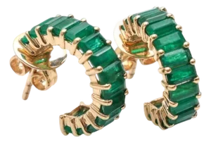 2.90 cts Natural emerald earrings in earring in 14k gold