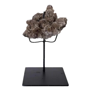 Late 20th Century Small Crystal Rock Specimen With Custom Iron Stand