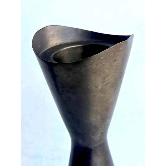 Vintage Bronze Brutalist Tulip Style Candle Holder For Sale - Image 9 of 12