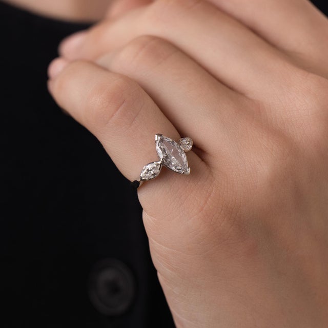 1950s Mid Century Gia 1.15 Carat Marquise Cut Diamond Platinum Engagement Ring, Size 4 For Sale - Image 5 of 6