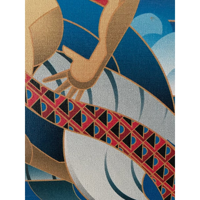 Red 1970's Art Deco Printed Canvas "Cavalcare La Tigre" For Sale - Image 8 of 13