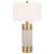 Sophisticated And Versatile, This Table Lamp Displays A Solid Iron Base Finished In Warm Brushed Brass With An Ivory...