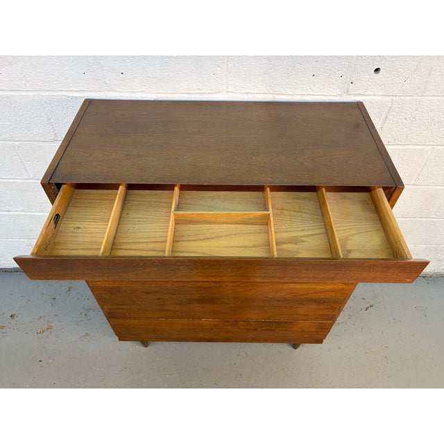 Mid 20th Century Merton Gershun for American of Martinsville "Dania" High-Boy Walnut Dresser For Sale - Image 12 of 14