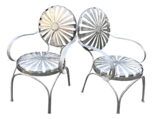 Chrome-Style Chairs Attributed to Francois Carre - Set of 2