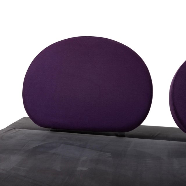 Textile Mosspink Two-Seater Leather Grey Anthracite and Violet Sofa with Manual Function by Brühl For Sale - Image 7 of 17