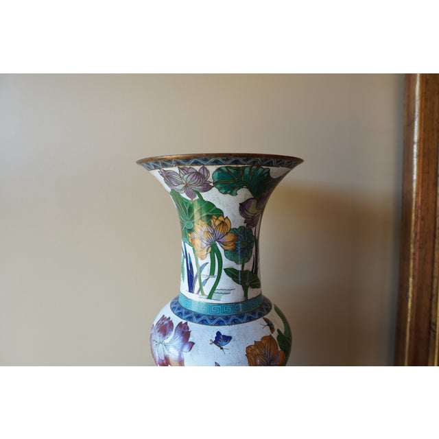 Green Vintage Porcelain Flower Tall Vase For Sale - Image 8 of 13