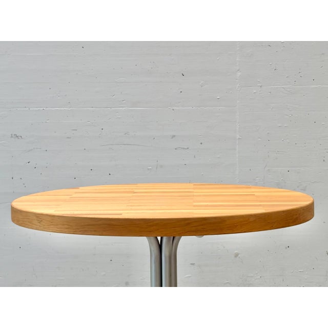 Silver Round Dining Table in Oak and Steel, 1990s For Sale - Image 8 of 15