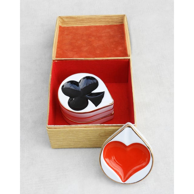 Black Vintage Porcelain Playing Card Themed Ashrays, 1960s, Set of 4 For Sale - Image 8 of 9