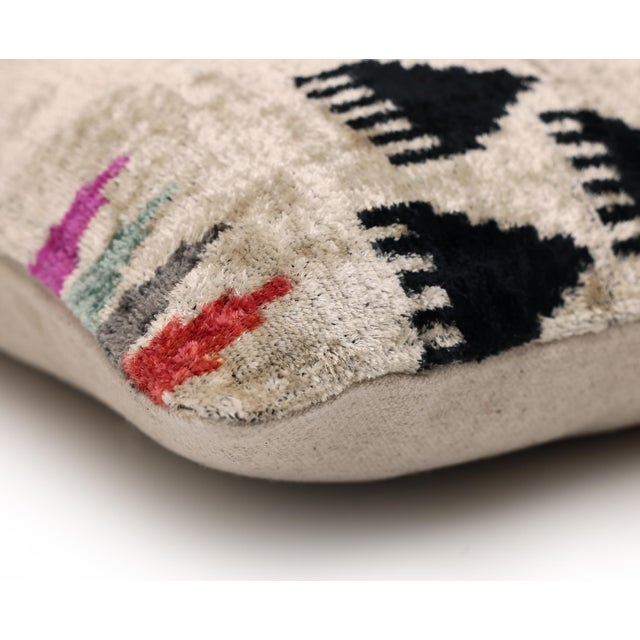 Textile The Geometric Blue Bird Silk Velvet Pillow - 20" X 20" For Sale - Image 7 of 8