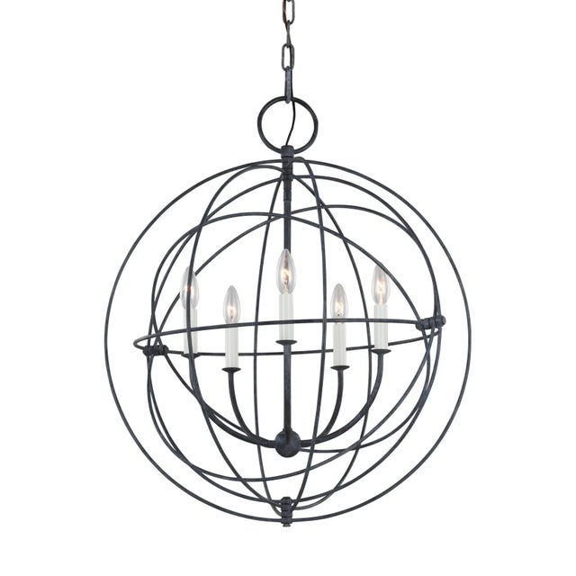 Traditional Chapman & Myers by Visual Comfort Studio Bayberry Medium Pendant, Weathered Galvanized For Sale - Image 3 of 6