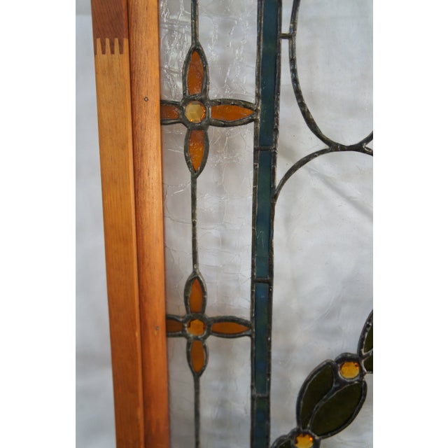 Brown Antique Victorian French Neoclassical Stained Glass Ribbon Torchiere Window For Sale - Image 8 of 12