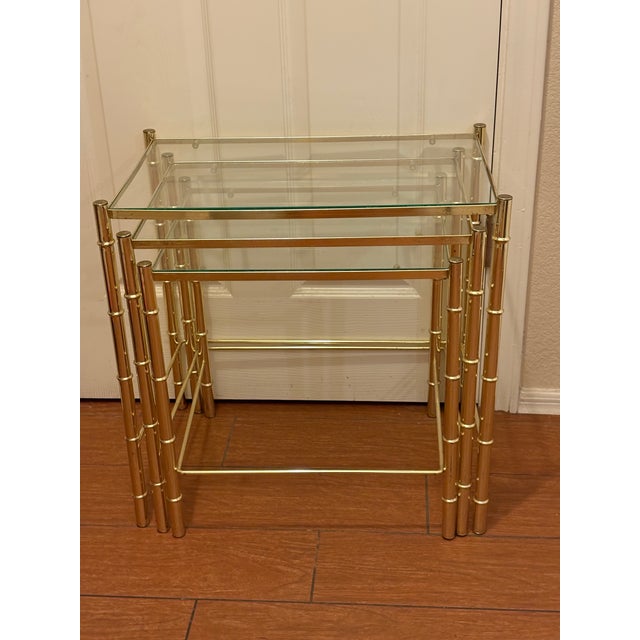 Classic style meets functional in this trio of faux bamboo nesting tables. Their create style and add that touch of glam...