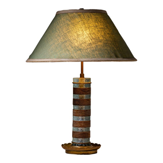Mid-20th Century Table Lamp in Glass and Wood, Probably Italy For Sale