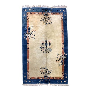 1930s, Handmade Vintage Art Deco Chinese Rug 5.1' X 8.1' For Sale