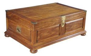 20th Century British Colonial Campaign Style Cherry Coffee Table Blanket Chest
