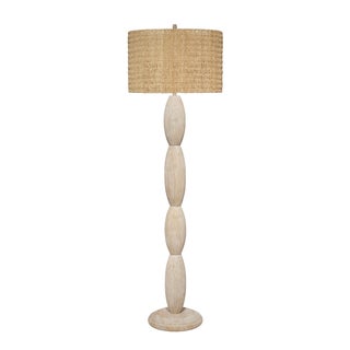 Almond Floor Lamp, White Washed Wood For Sale
