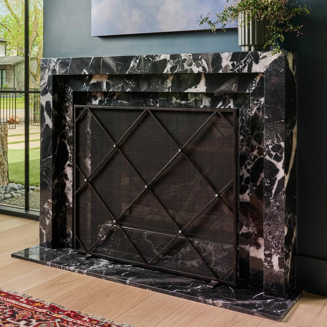 Aged Gold Celeste Fireplace Screen Iron For Sale - Image 11 of 12