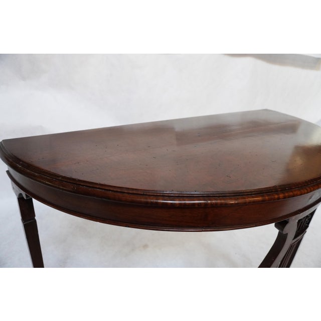 Mid 20th Century Pair of Demilune Consoles With Harp / Lyre Detail For Sale - Image 11 of 18