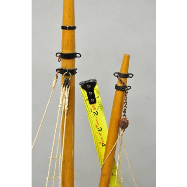 Large 48" Vintage Wooden Fishing Vessel Model Ship Yellow Hull South Korean Flag For Sale - Image 13 of 18