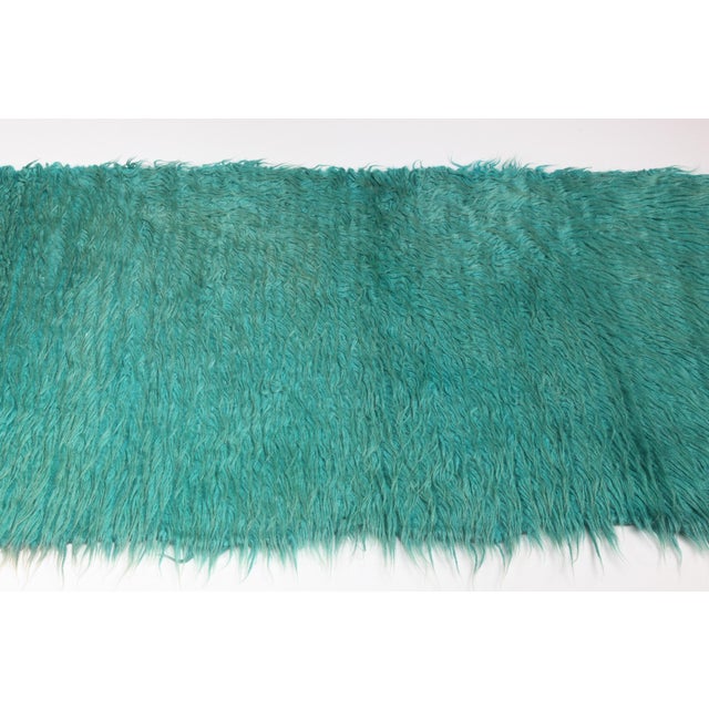 Late 20th Century Late 20th Century Rare Filikli Rug Woven From Ankara Goat Filik Hair – Anatolia HandmadeTurquoise Rug -2' 2'' X 7' 4'' For Sale - Image 5 of 9