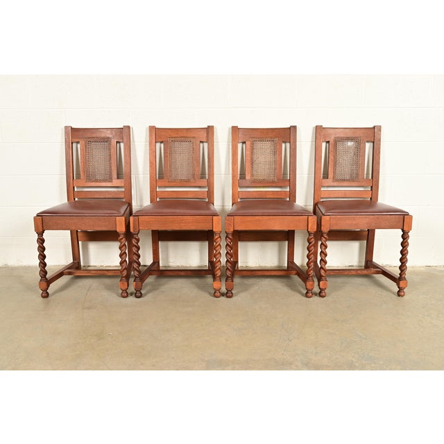 Stickley Brothers Antique Mission Oak and Cane Arts & Crafts Dining Chairs, Set of Four For Sale - Image 14 of 14