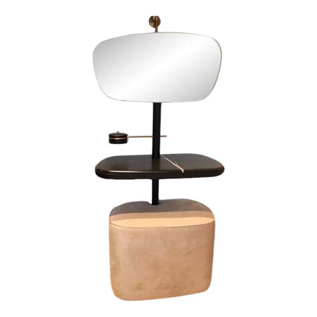 Contemporary Vanity W/ Pink Pouf For Sale