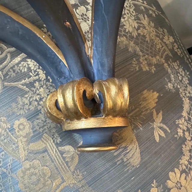 Baroque Revival Blue Lacquered and Gilded Wood Italian Corner Console Table For Sale - Image 12 of 12