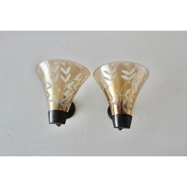 Late 20th Century Mauri Almari Style Champagne Glass Bronze Finish Tea Candle Wall Sconces-a Pair For Sale - Image 12 of 15