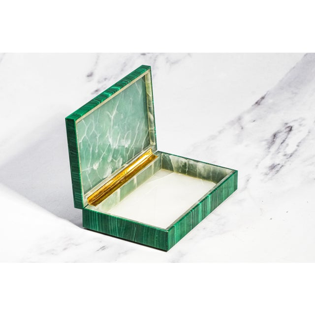 Amazing Antique Malachite Box 800 Silver Mounted Jewelry Casket White Onyx Interior European Luxury Desk Box With Provenance Home Decor For Sale In New York - Image 6 of 17