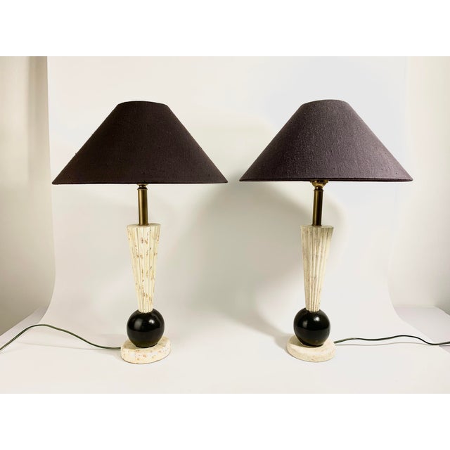 1980s Ethan Allen Postmodern Memphis Style Lamps - a Pair For Sale - Image 13 of 13