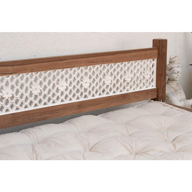 108" Long Reclaimed Teak Jali Daybed Sofa For Sale - Image 10 of 12
