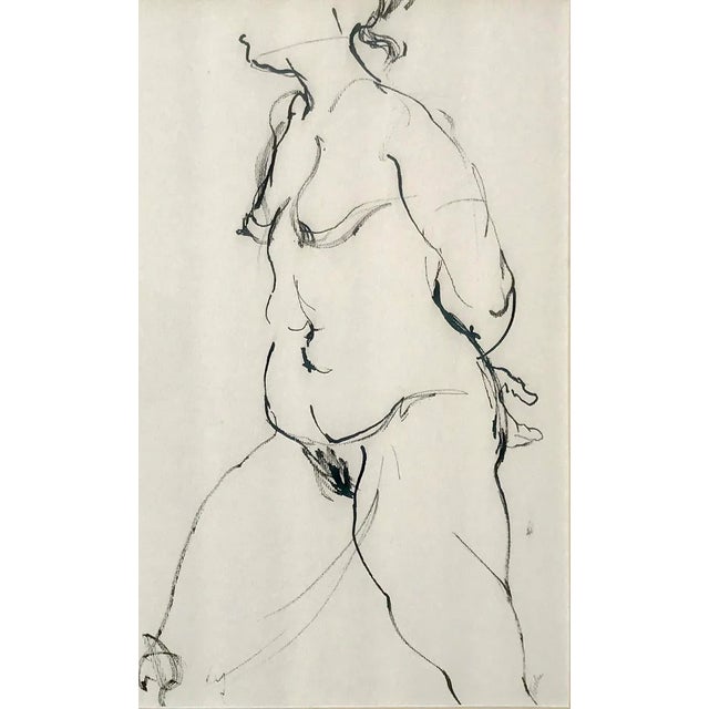 Mid-Century Modern Vintage Modernist Figurative Female Nude Pen and Ink Drawing by John Tuska For Sale - Image 3 of 8