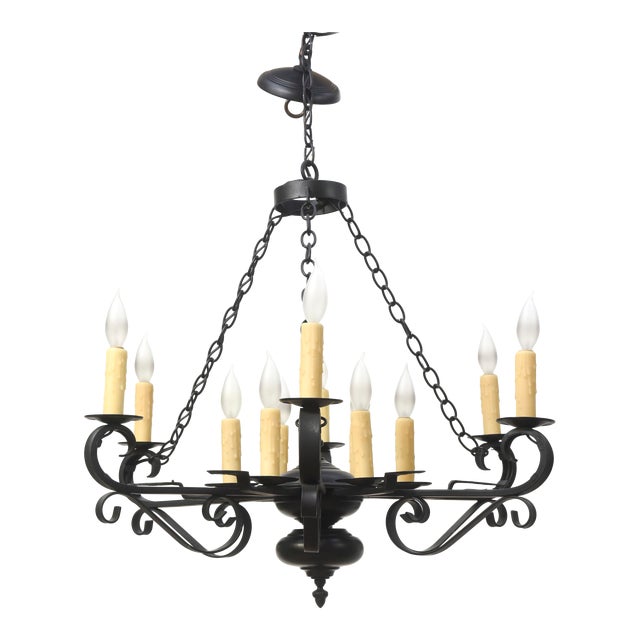 Rustic Wrought Iron Chandelier | Chairish