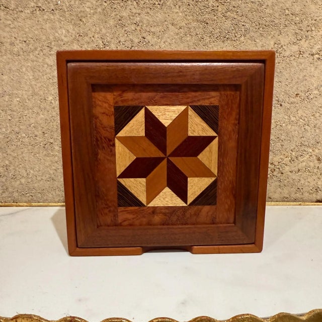 Mosaic Marquetry Decorative Box, Mixed Wood, Modern Design, Usa For Sale - Image 11 of 12