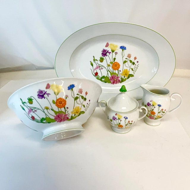 1974 Portuguese Porcelain Dinnerware With Wildflowers by Denby, Service for 9+ - Set of 52 For Sale - Image 11 of 12