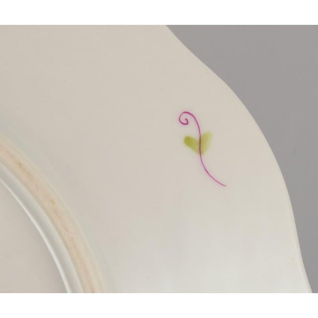 Pink Vintage Porcelain Plates with Polychrome Floral Motifs from Herend, 1944, Set of 12 For Sale - Image 8 of 9