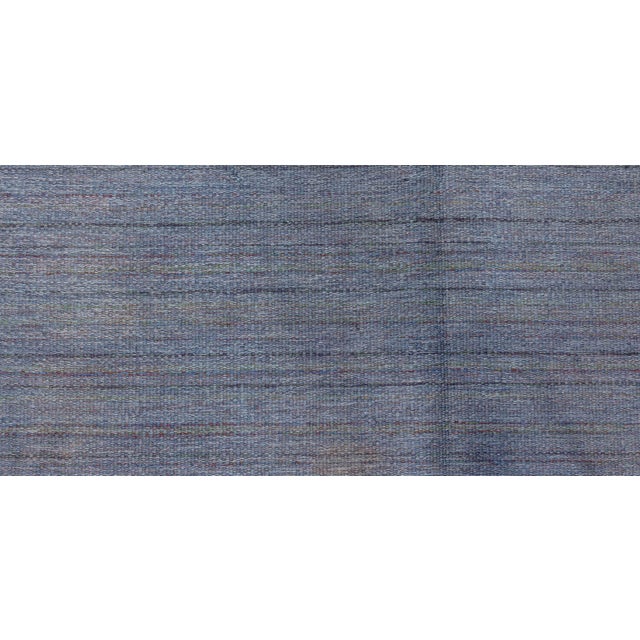 Doris Leslie Blau Vintage Swedish Beige Blue Gray Flat Woven Rug For Sale - Image 4 of 7