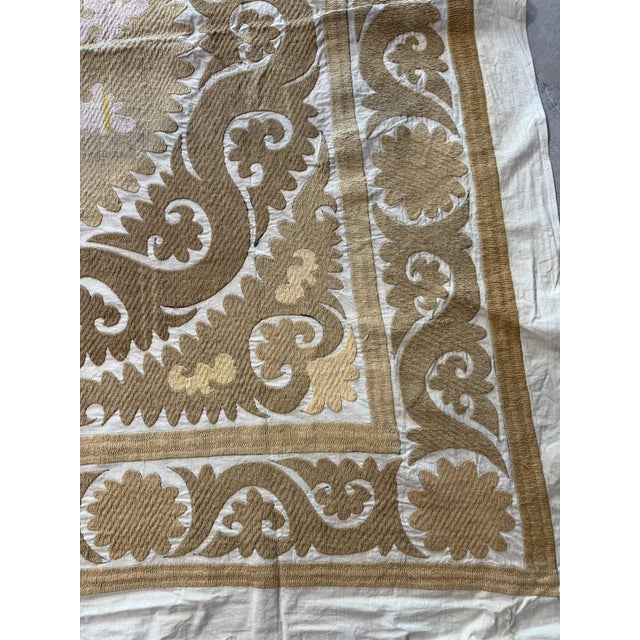 Mid-Century Modern Suzani Wall Hanging — Terracotta Uzbek Tablecloth 5'0'' X 5'5'' For Sale - Image 3 of 9