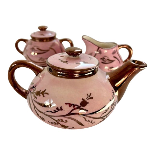 Vintage Copper Lustreware Tea Set Made in England For Sale