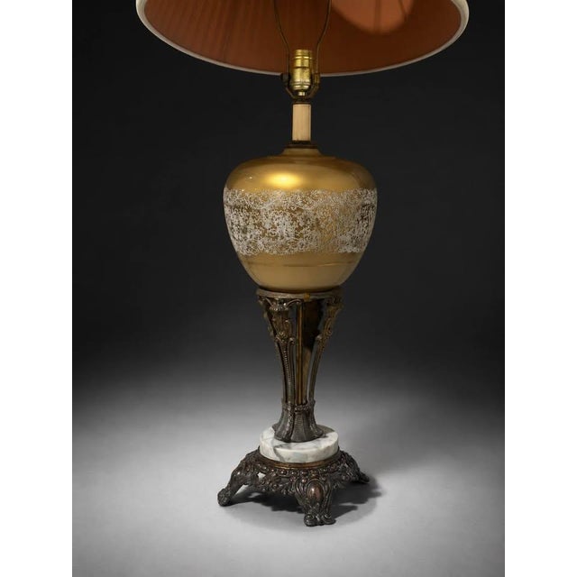 2020s Ornate Gold Glass Table Lamp With Antique Bronze-Tone Base, 37” For Sale - Image 5 of 8
