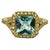 Late 20th Century 18k Gold Blue Topaz Diamond Ring Vintage For Sale - Image 5 of 10