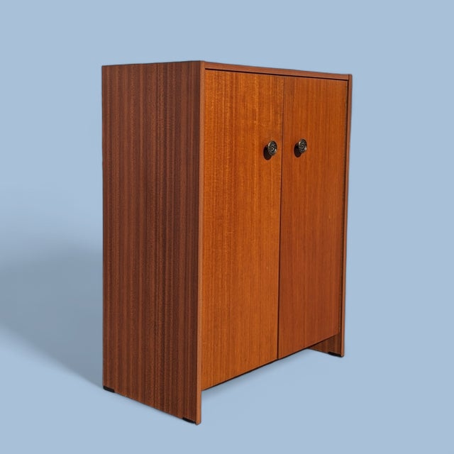 Vintage Mid-Century Teak Laminate Two-Door Storage Cabinet For Sale - Image 11 of 13