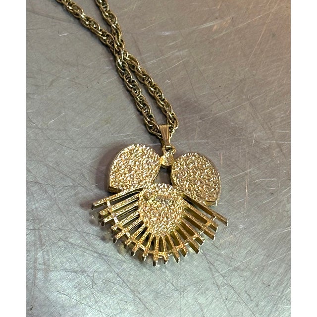 1960s-70s Red Stone / Gold Tone Pendant Necklace For Sale - Image 6 of 6