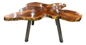 Live Edge Wood Dining Table With Resin Top, Organic Free-Form Design