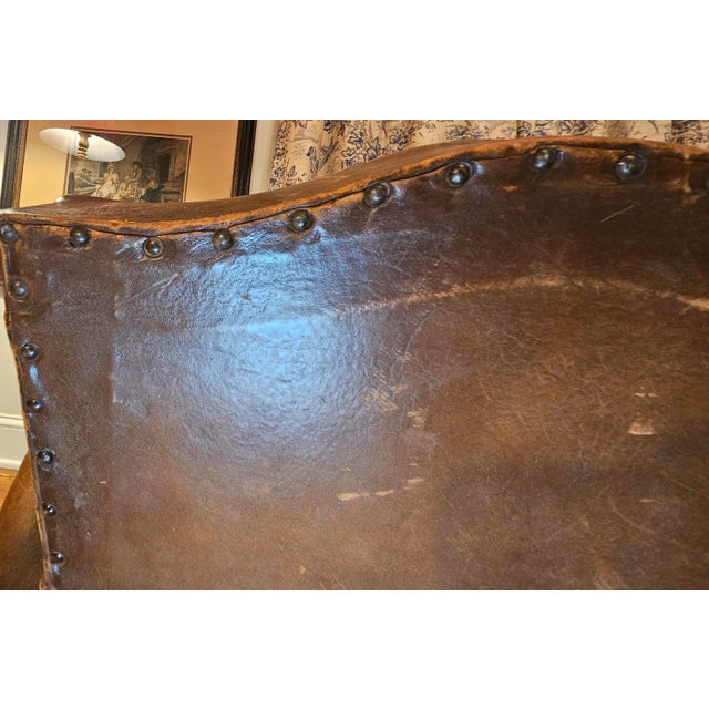 Pair of 1930's French Art Deco, Cognac Leather Chairs With Nail Head Decoration For Sale - Image 15 of 18