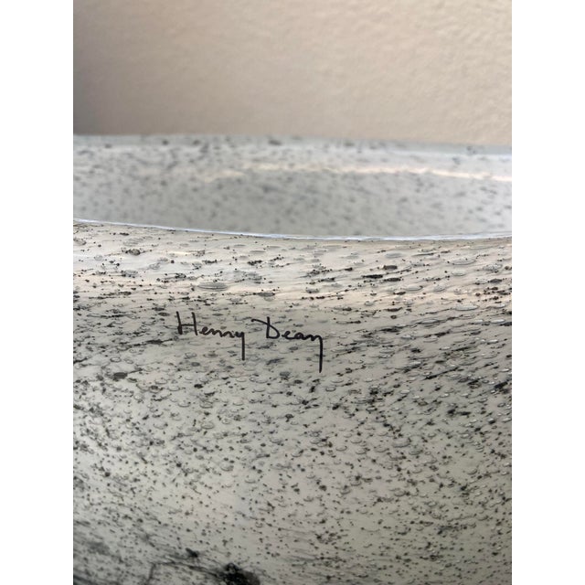 2010s Henry Dean "Spilled Black" Art Glass Vase in Black and White For Sale - Image 5 of 8